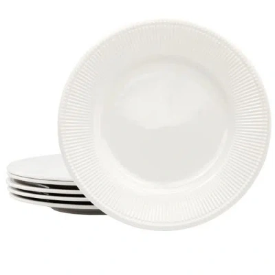 Elama Gretel 6 Piece Round Stoneware Dinner Plate Set White