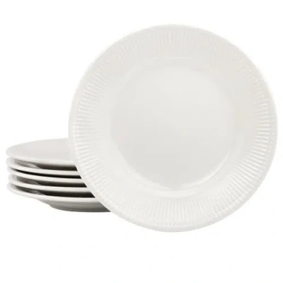 Elama Gretel 6 Piece Round Stoneware Salad Plate Set In White