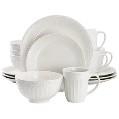Elama Hansel 16 Piece Stoneware Dinnerware Set In White