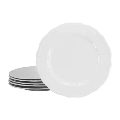 Elama Henryi 10.6 Inch 6-pc. Porcelain Dinner Plate In White