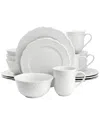 Elama Henryi 16pc Porcelain Dinnerware Set In White