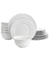 Elama Henryi 18pc Porcelain Dinnerware Set In White