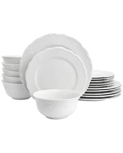 Elama Henryi 18pc Porcelain Dinnerware Set In White