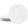 Elama Henryi 6 Piece 8.75 Inch Porcelain Salad Plate Set In White