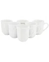 Elama Henryi 6pc 12oz Porcelain Mug Set In White