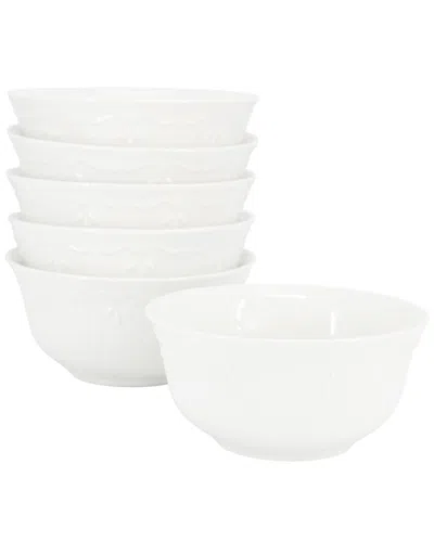 Elama Henryi 6pc Porcelain Bowl Set In White