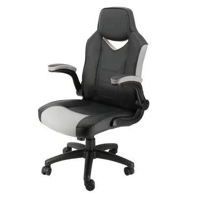 Elama High Back Adjustable Faux Leather Office Chair In Black And Gray
