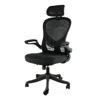 Elama High Back Adjustable Mesh And Fabric Office Chair In White And Black With Adjustable Head Rest In Black