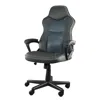 Elama High Back Faux Leather Adjustable Office Chair In Charcoal Grey In Black