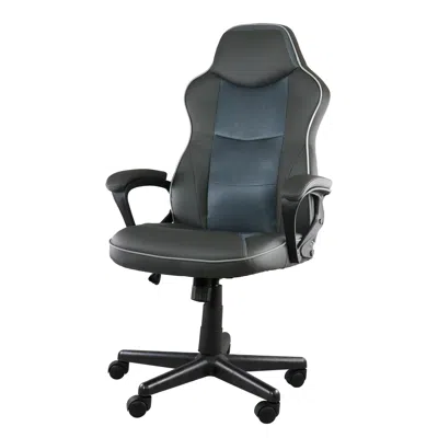 Elama High Back Faux Leather Adjustable Office Chair In Charcoal Grey In Black