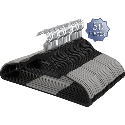 Elama Home 50 Piece Plastic Non Slip Hanger In Black