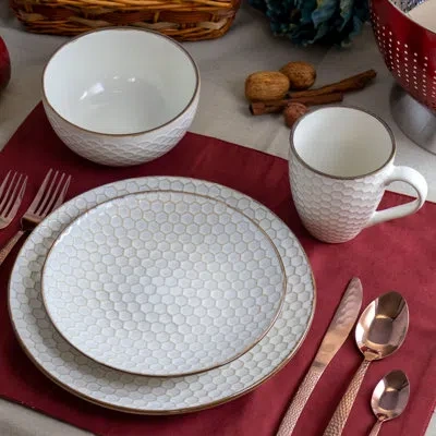 Elama Honey 16 Piece Dinnerware Set, Service For 4 In Ivory