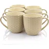 Elama Honeycomb 6 Piece 15 Ounce Round Stoneware Mug Set In Neutral