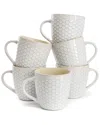 Elama Honeycomb 6 Piece 15 Ounce Mug Set In White