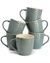 Elama Honeycomb 6pc Turquoise Mug Set In Blue