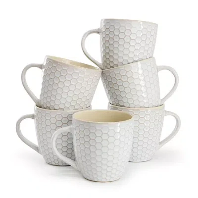 Elama Honeycomb White 6-pc. Geometric Coffee Mug