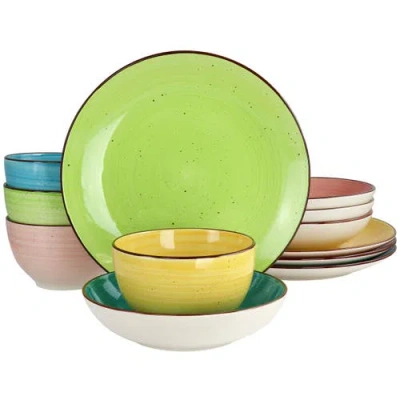 ELAMA ELAMA HUDSON 12 PIECE DOUBLE BOWL STONEWARE DINNERWARE SET