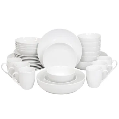Elama Iris 32 Piece Porcelain Dinnerware Set With 2 Large Serving Bowls In White In Animal Print