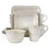 Elama Ivory Lotus 16-pc. Stoneware Dinnerware Set In Neutral