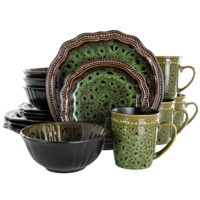 ELAMA ELAMA JADE WAVES 16 PIECE STONEWARE DINNERWARE SET