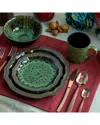 Elama Jade Waves 16pc Stoneware Dinnerware Set In Green