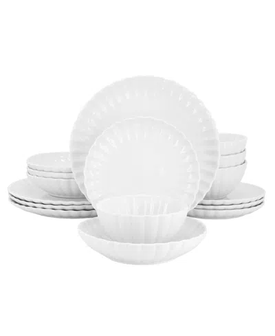 Elama Jane Round Scalloped 16-pc. Dinnerware Set, Service For 4 In White