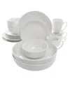Elama Josefa 18 Piece Porcelain Dinnerware Set With Large Serving Bowls In White