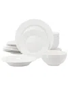 Elama Kim 16pc Hobnail Porcelain Dinnerware Set In White