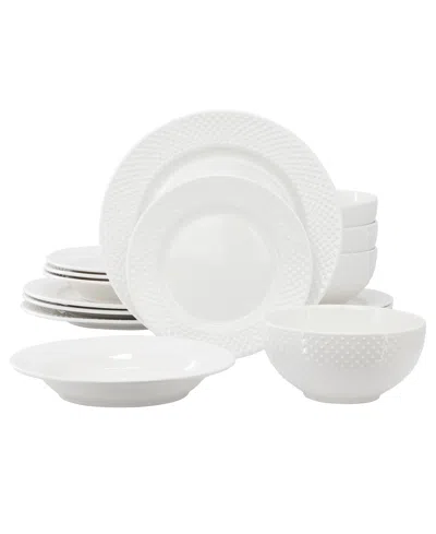 Elama Kim Hobnail 16-pc. Dinnerware Set, Service For 4 In White