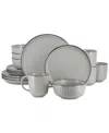 Elama Leo Light Grey 16pc Stoneware Dinnerware Set In Gray