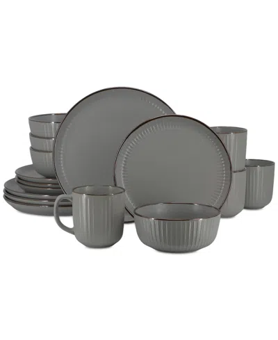 Elama Leo 16 Pc. Dinnerware Set, Service For 4 In Gray