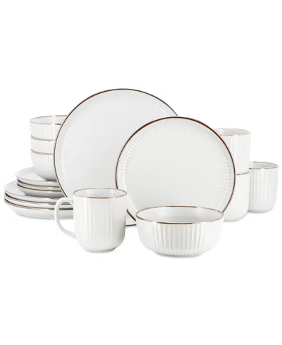 Elama Leo 16 Pc. Dinnerware Set, Service For 4 In White