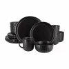 Elama Leo 16-pc. Stoneware Dinnerware Set In Black