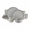Elama Leo Light Grey 16pc Stoneware Dinnerware Set In Gray