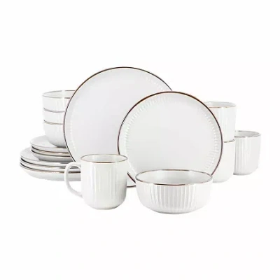 Elama Leo 16-pc. Stoneware Dinnerware Set In White