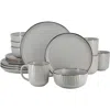 Elama Leo Light Grey 16pc Stoneware Dinnerware Set In Gray