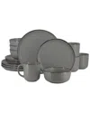 Elama Leo Dark Grey 16pc Stoneware Dinnerware Set