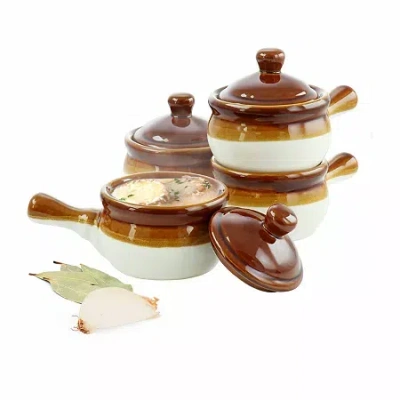 ELAMA LONG HANDLE FRENCH ONION 4-PC. STONEWARE SOUP BOWL