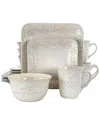 Elama Lotus 16pc Square Dinnerware Set