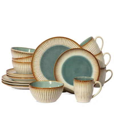 Elama Louann 16 Pc. Dinnerware Set, Service For 4 In Green