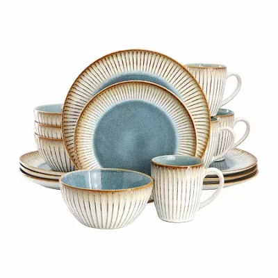 Elama Louann 16-pc. Stoneware Dinnerware Set In Blue