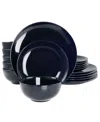 Elama Luna 18 Piece Porcelain Dinnerware Set, Service For 6 In Dark Blue