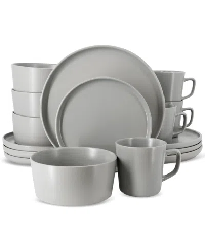 Elama Luxmatte 16 Pc. Dinnerware Set, Service For 4 In Gray