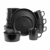 Elama Luxmatte 16-pc. Stoneware Dinnerware Set In Black