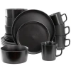Elama Luxmatte 16-pc. Stoneware Dinnerware Set In Black
