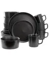 Elama Luxmatte Black 16pc Dinnerware Set In Black