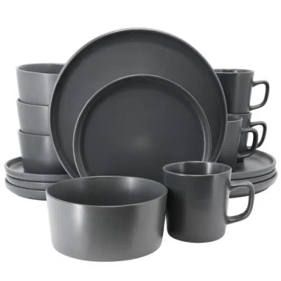 ELAMA ELAMA LUXMATTE DARK GREY 16 PIECE DINNERWARE SET