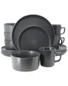 Elama Luxmatte Black 16pc Dinnerware Set In Grey