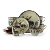 Elama Majestic Elk 16 Piece Luxurious Stoneware Dinnerware With Complete Setting For 4 In Brown