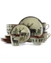 Elama Majestic Elk 16 Piece Luxurious Stoneware Dinnerware With Complete Setting For 4